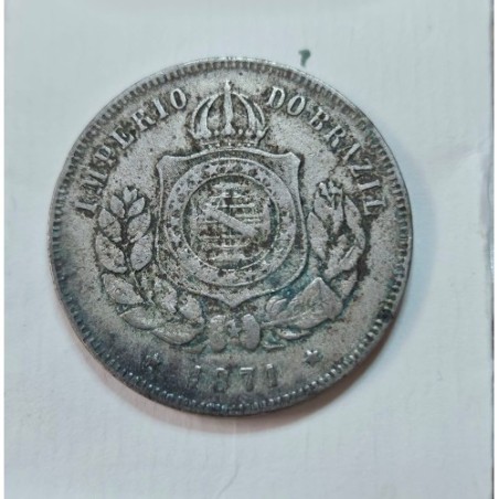 V016 Moeda Brasil Império 200 réis 1871 MBC