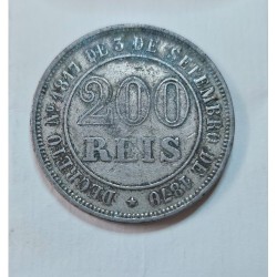 V016 Moeda Brasil Império 200 réis 1871 MBC