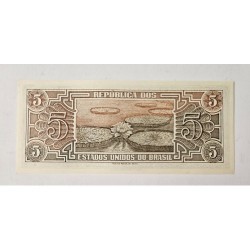 Adquira esta rara cédula de 5 Cruzeiros do Brasil, série 098, em estado de conservação "Flor de Estampa" (FE). A nota