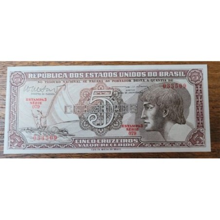 Cédula 5 cruzeiros Índio série 079 FE  Escassa