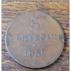 Moeda da Itália Lombardia- Veneza 5 centesimi 1852 V