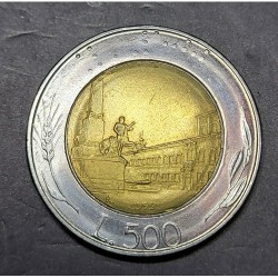 Moeda da Itália 500 liras 1995 bimetálica