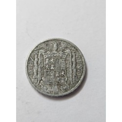 Moeda 10 Cêntimos Espanha 1941 - Período Franco - Cavaleiro e Brasão - Zinco - Numismática Espanhola