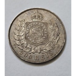 moeda, antiga, Brasil, Império, Réis, 500, 1867, D. Pedro II, numismática, colecionismo, prata, imperial, vintage, colecionador,