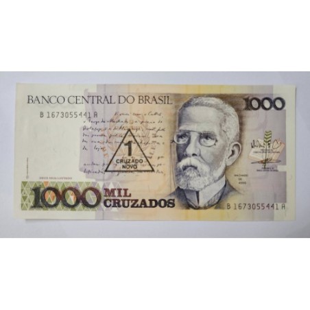 Cédula 1000 Mil Cruzados (1 Cruzeiro Novo) - Machado de Assis - Brasil