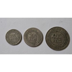 Lote Moedas do Brasil 100 200 e 400 reis datas diversas