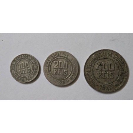 Lote Moedas do Brasil 100 200 e 400 reis datas diversas