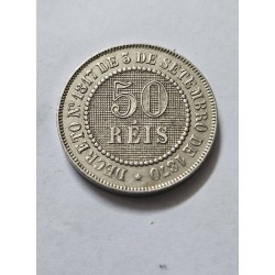 Moeda Brasil império 50 réis 1886 flor de cunho