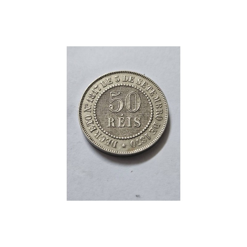 Moeda Brasil império 50 réis 1886 flor de cunho