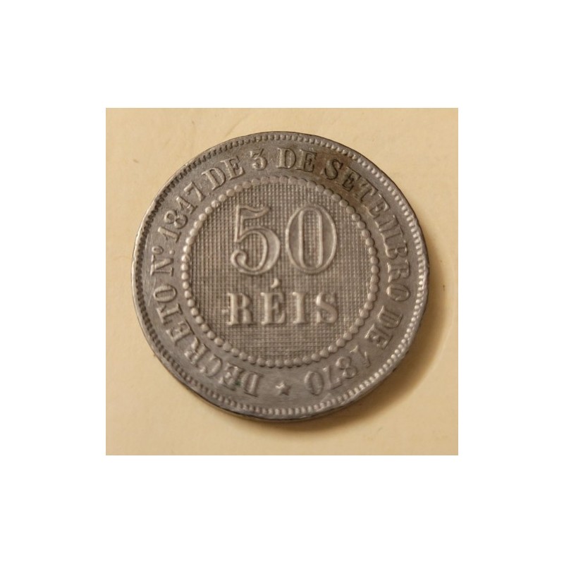 Moeda Brasil Império 50 reis 1886 MBC