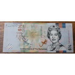 Cédula de Bahamas meio dólar 2019 Fe Rainha Elizabeth II
