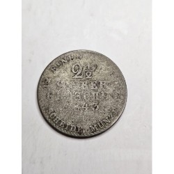 Moeda da Prússia 2 1/2 Groschen 1843 em Prata