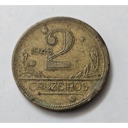 Moeda do Brasil 2 cruzeiros 1949 mapa duplo