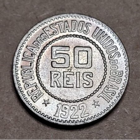 moeda Brasil 50 reis 1922 Soberba-FC