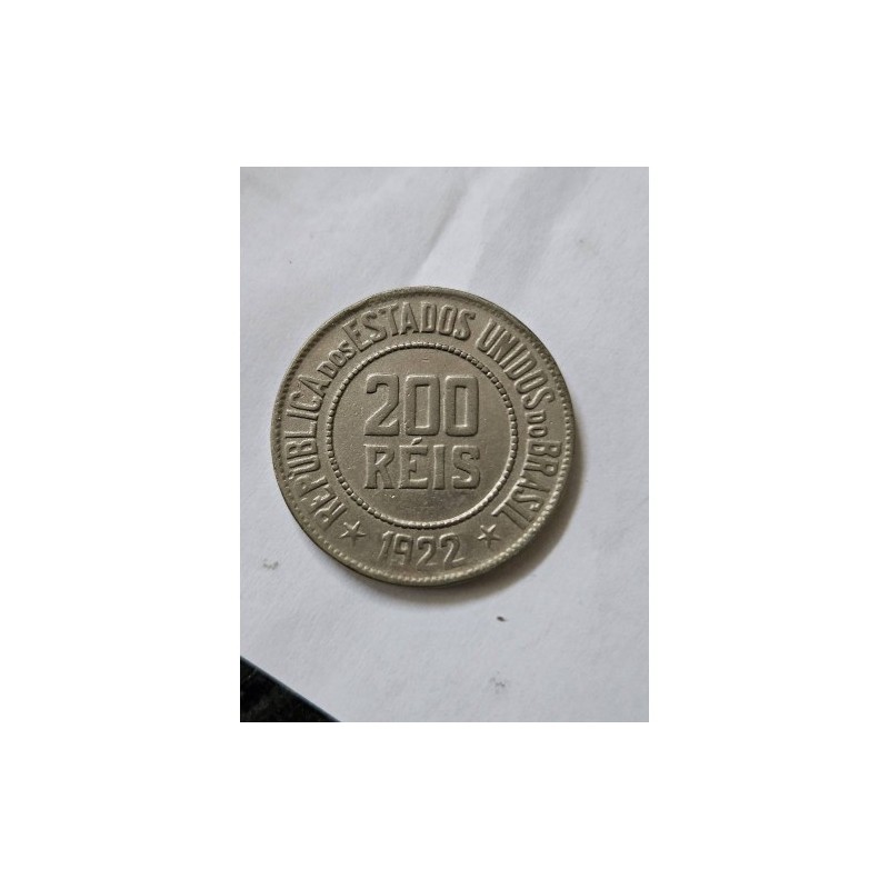 Moeda Brasil 200 reis 1922 data difícil MBCS