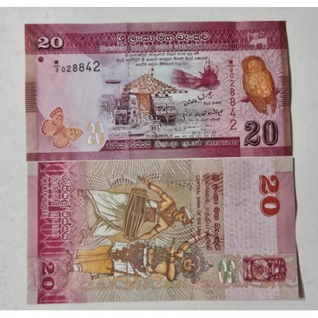 Cédula de Sri lanka 20 rúpias FE 2010