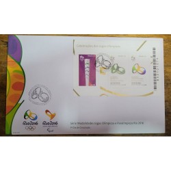 Envelope Primeiro dia de circulação Bloco Tocha olimpica Jogos paralimpicos do Rio 2016