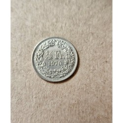 Moeda da Suiça meio franco 1970