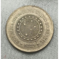 Moeda Brasil 100 reis 1889 republica Soberba cunho rachado