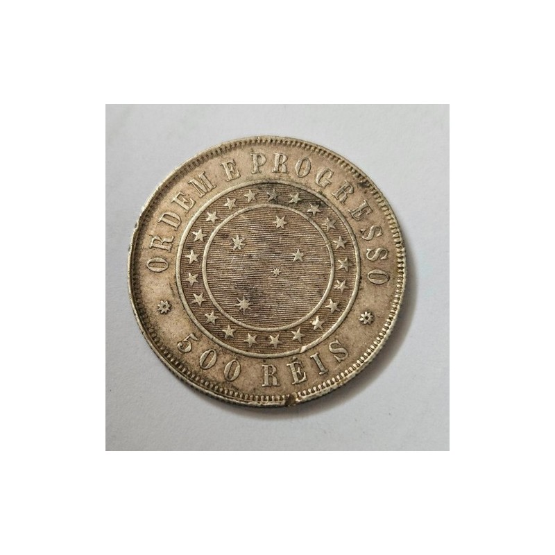 Moeda Brasil republica 500 reis 1889 MBC