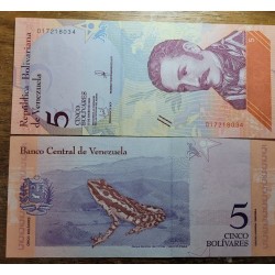 Cédula da Venezuela 5 bolívares 2018 FE