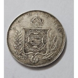 Moeda Brasil 1000 réis 1866 Mbc imperio prata