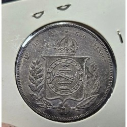 Moeda Brasil 1000 reis 1860 prata imperio Soberba-FC