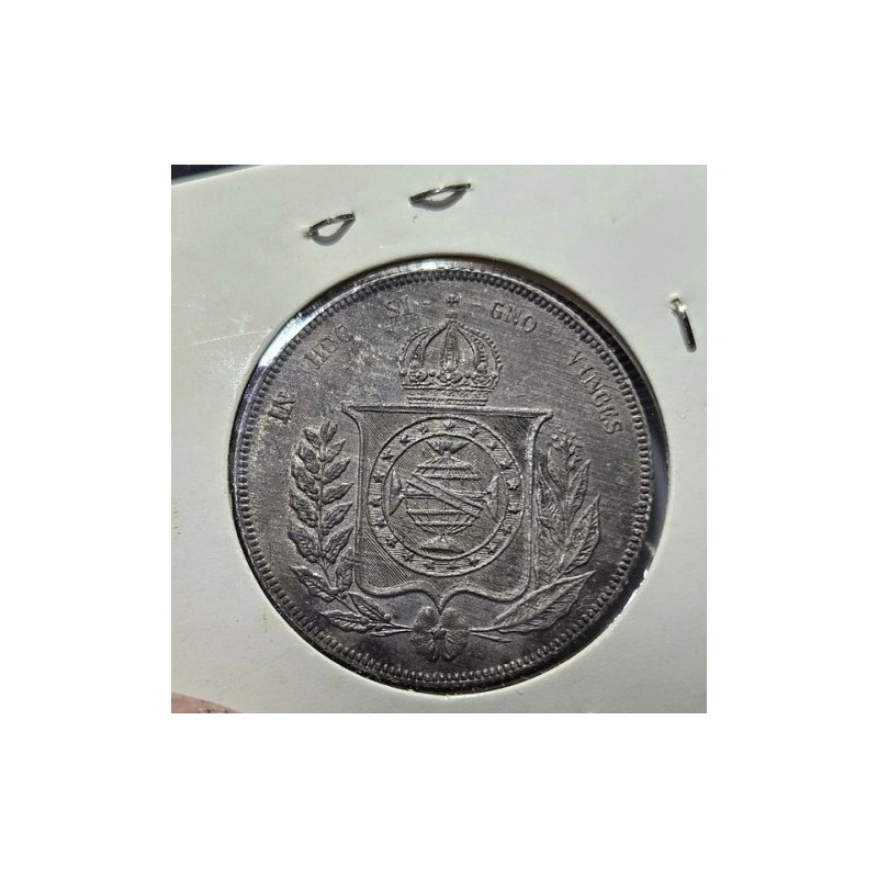 Moeda Brasil 1000 reis 1860 prata imperio Soberba-FC