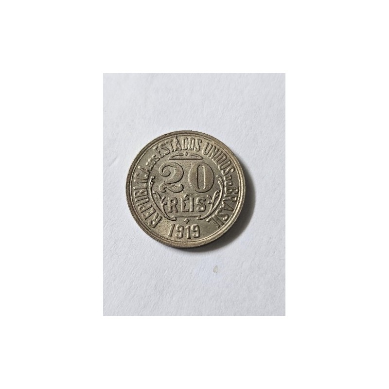 Moeda Brasil 20 reis 1919 Flor de cunho