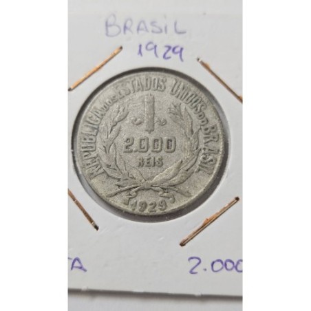 Moeda Brasil 2000 réis 1929 prata Mbc