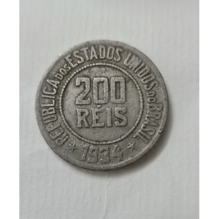 Moeda Brasil 200 reis 1934 republica MBC