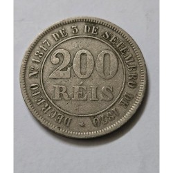 Moeda Brasil 200 réis 1875 data escassa MBC