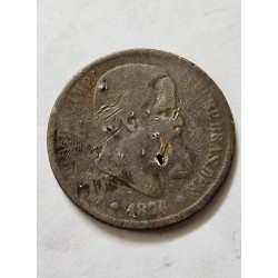 Moeda Brasil 40 réis 1876 data difícil com tentativa furo