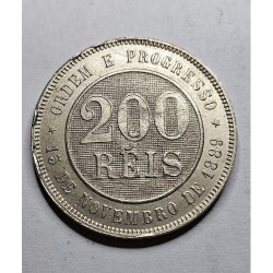 Moeda Brasil Republica 200 réis 1899 Flor de cunho