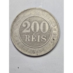 Moeda Brasil 200 reis 1893 Soberba