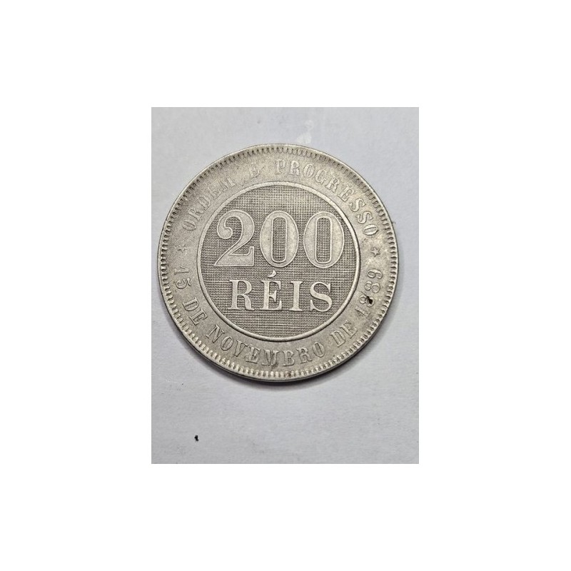 Moeda Brasil 200 reis 1893 Soberba