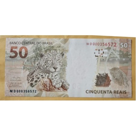 Cédula Brasil 50 reais Letras MD FE