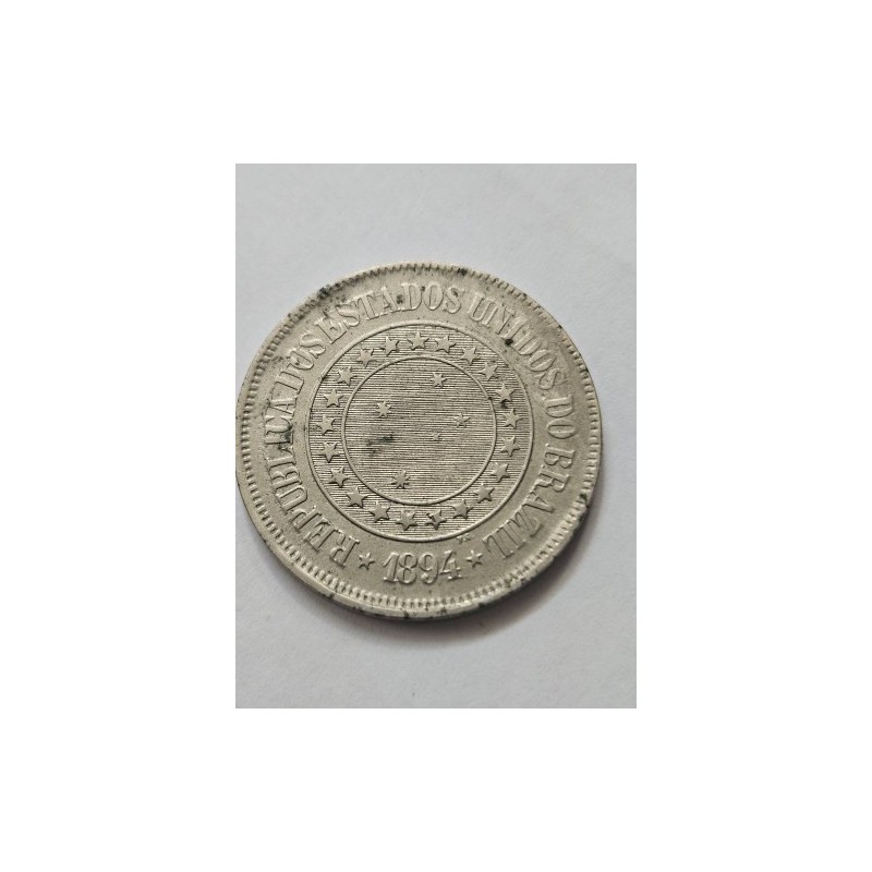 Moeda Brasil Republica 200 reis 1894 Soberba
