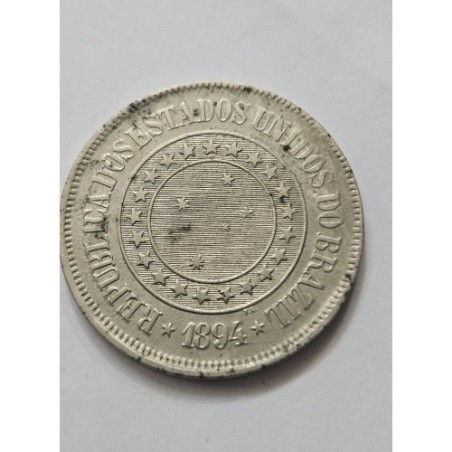 Moeda Brasil Republica 200 reis 1894 Soberba