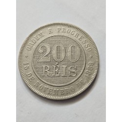 Moeda Brasil Republica 200 reis 1894 Soberba