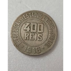 Moeda Brasil 400 reis 1918 MBC Data dificil V108