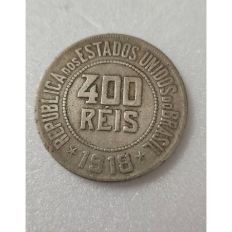 Moeda Brasil 400 reis 1918 MBC Data dificil V108