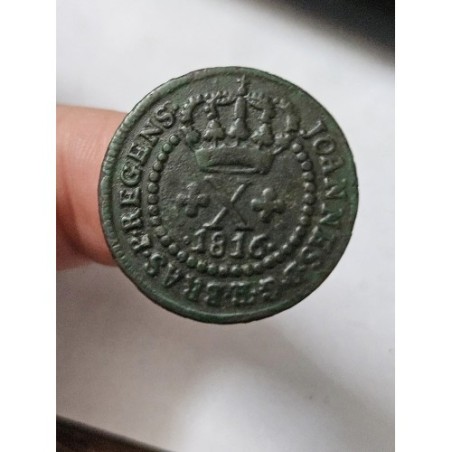 Moeda Brasil Colonia X reis 1816 Bahia 33 pérolas