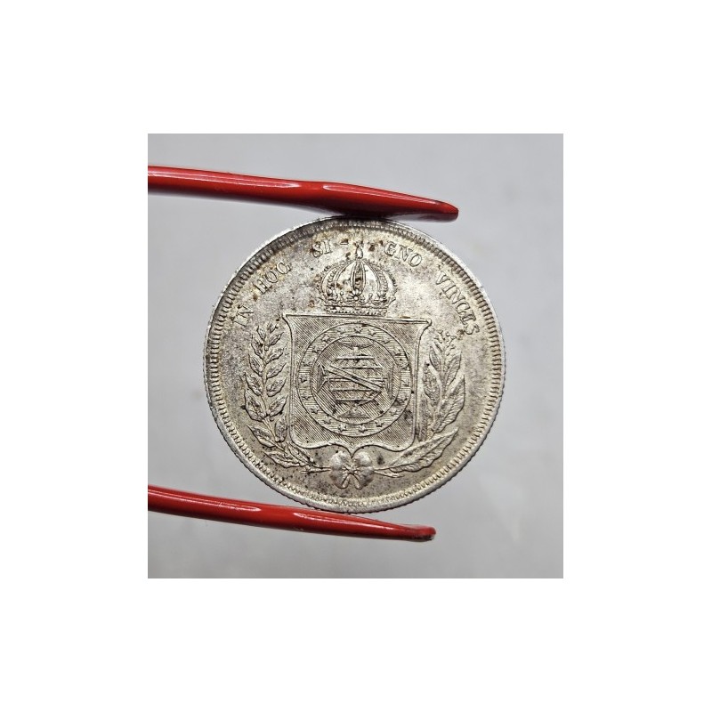 Moeda Brasil 500 reis 1860 Flor de Cunho linda patina