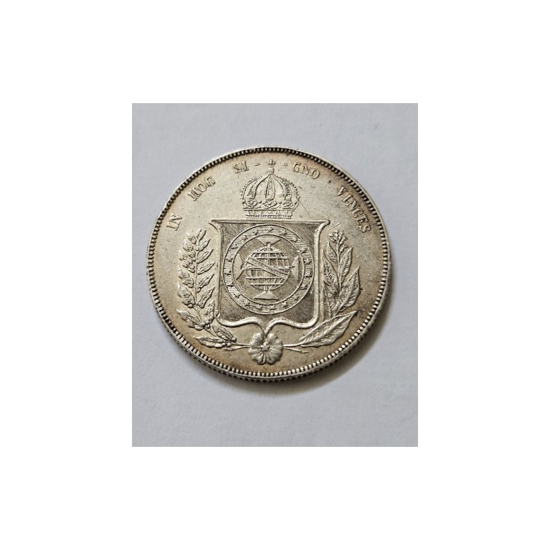 Moeda Brasil império 1000 reis 1860 prata terceiro sistema MBC