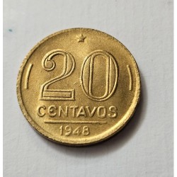 Moeda Brasil 20 centavos 1948 SFC Rui Barbosa