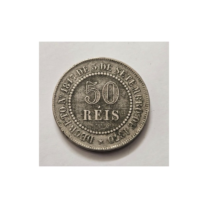 Moeda Brasil Império 50 réis 1888 data escassa