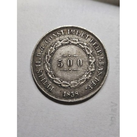 Moeda Brasil 500 reis 1858 prata Mbc