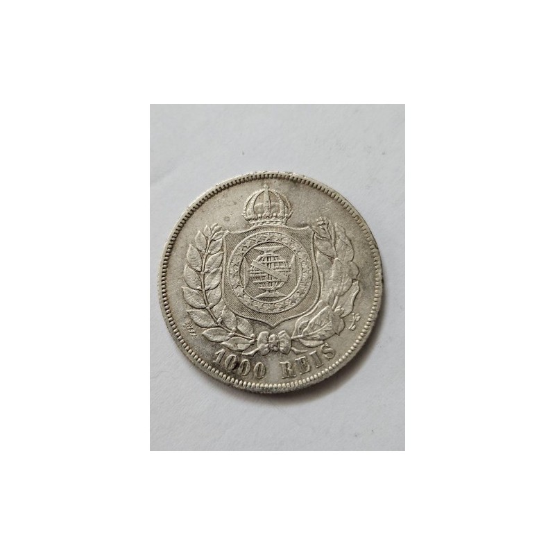 Moeda Brasil Império 1000 reis 1869 Mbc+ prata Terceiro Sistema