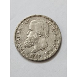 Moeda Brasil Império 1000 reis 1869 Mbc+ prata Terceiro Sistema